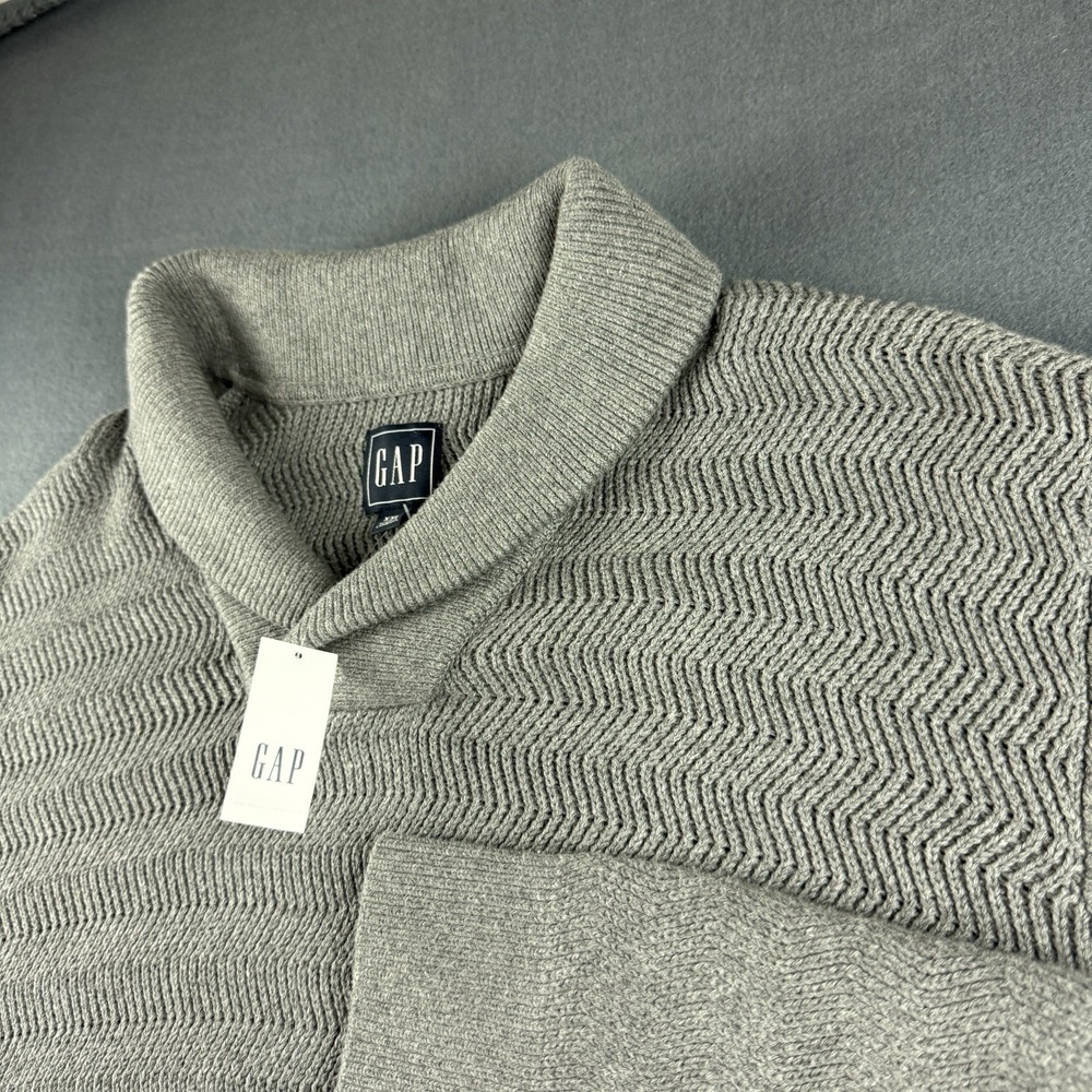 Gap Sweater Men's 2XL Gray Shawl Collar Knit Preppy Minimalist Formal Dress NEW
